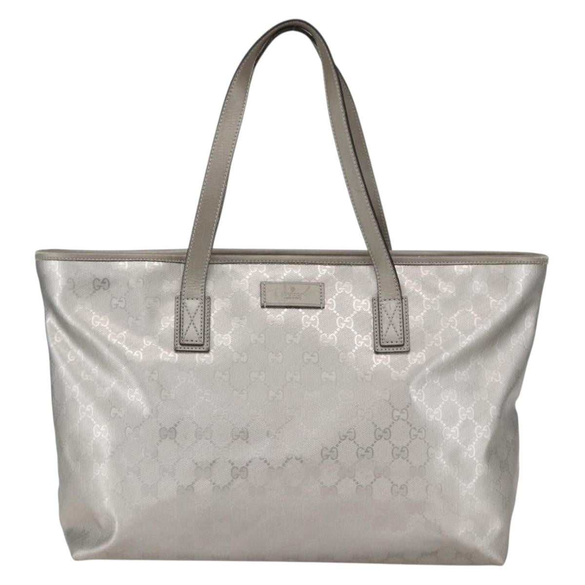 Gucci Plus Tote Gg Imprime Silver Canvas Tote Bag Bag (Pre-Owned)