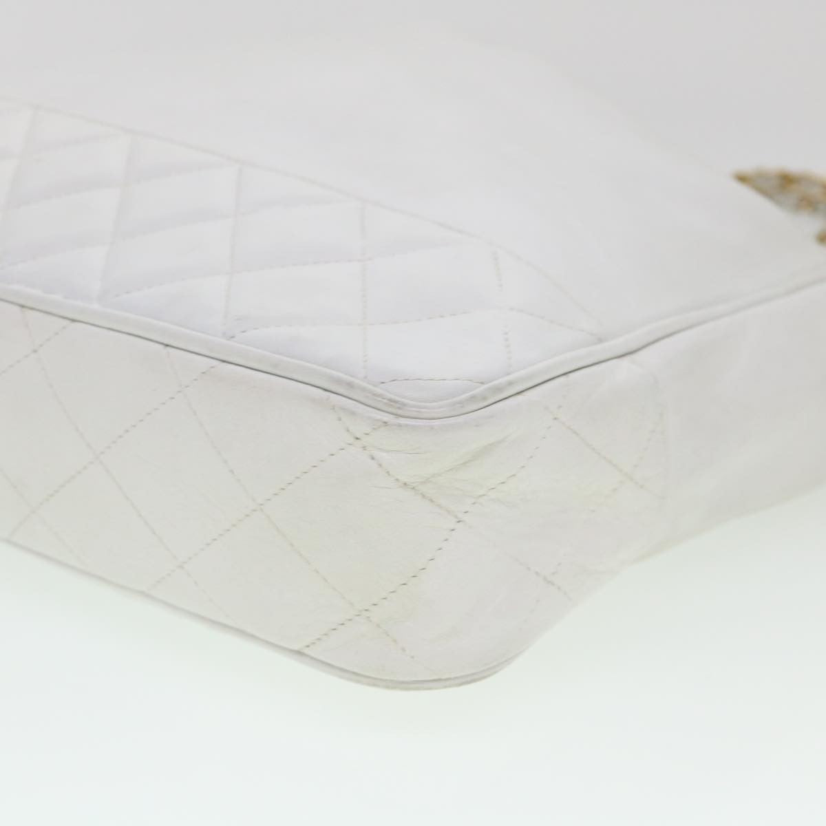 Chanel Vintage Shopping Tote Lambskin White Leather Shoulder Bag Bag (Pre-Owned)