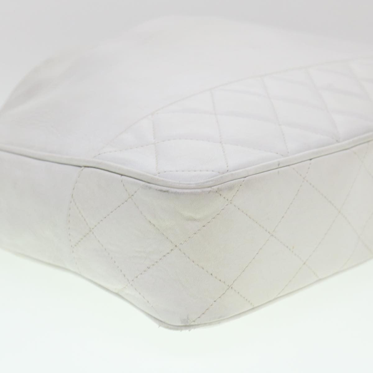 Chanel Vintage Shopping Tote Lambskin White Leather Shoulder Bag Bag (Pre-Owned)