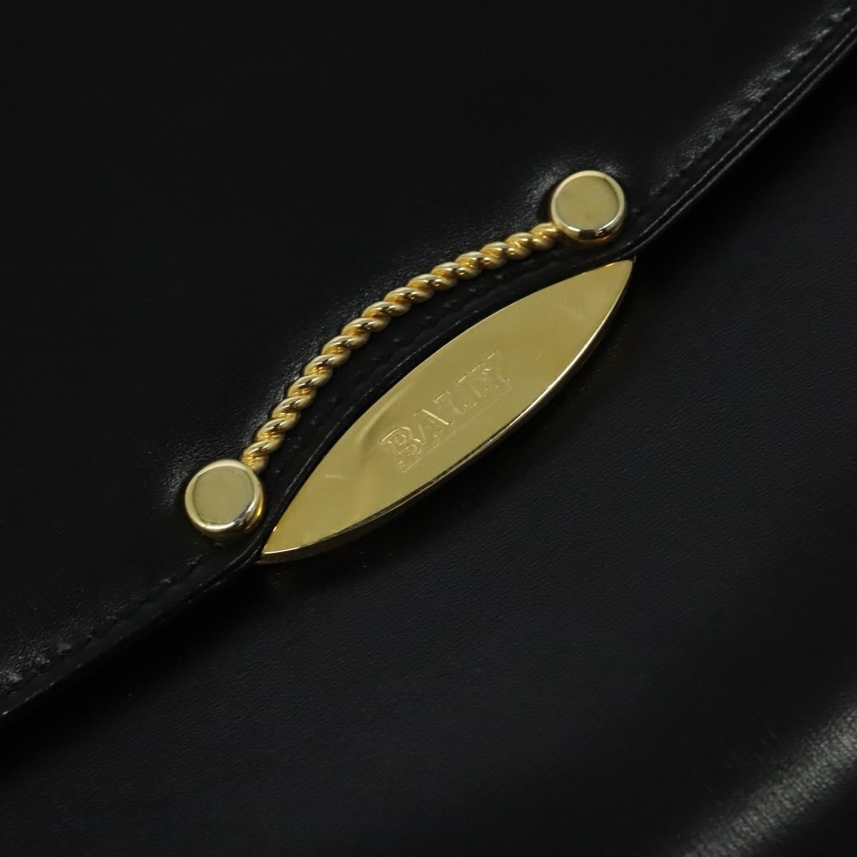 Bally Vintage Shoulder Bag Leather Black Leather Shoulder Bag Bag (Pre-Owned)