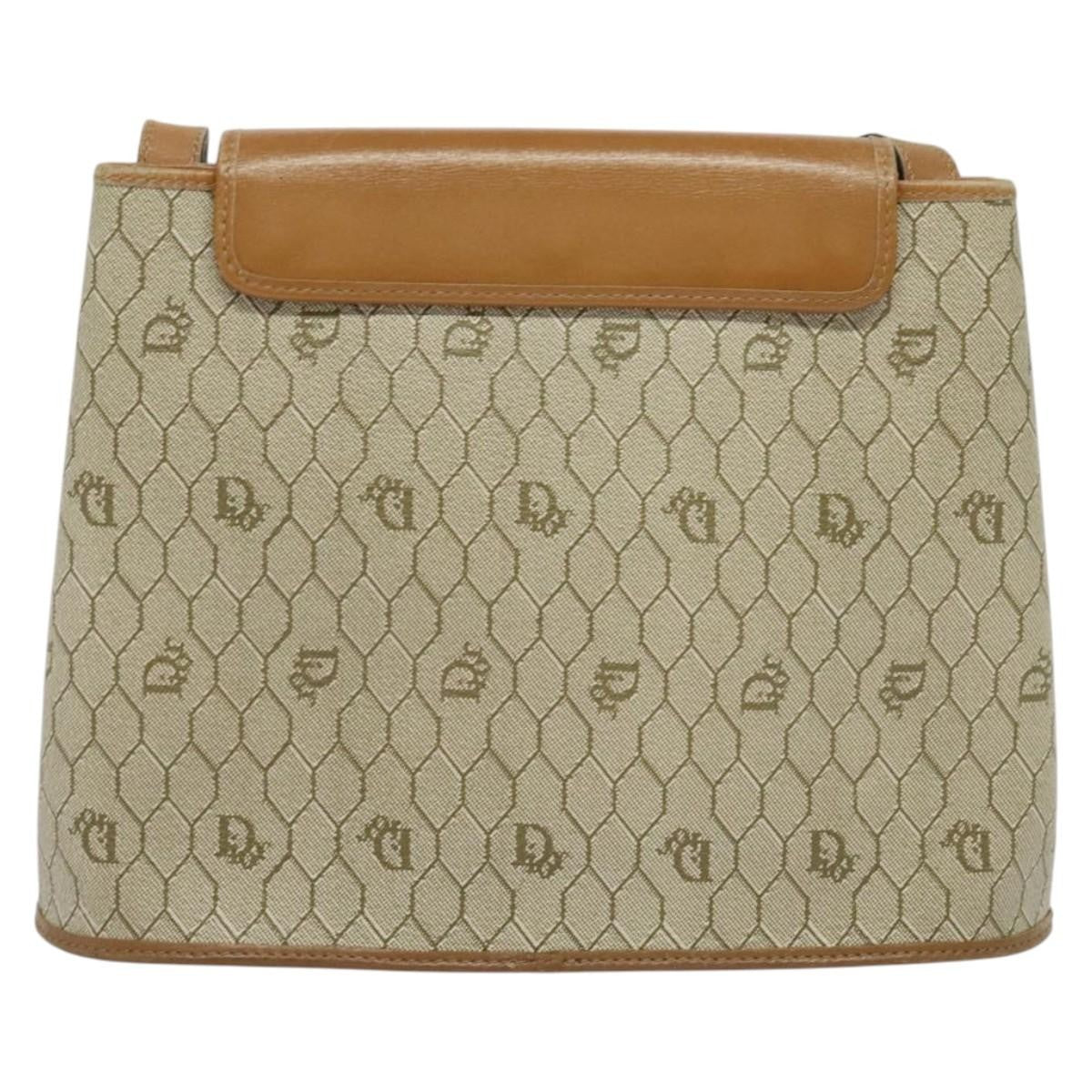 Christian Dior Vintage Honeycomb Shoulder Bag Canvas And Leather Beige Canvas Bag (Pre-Owned)