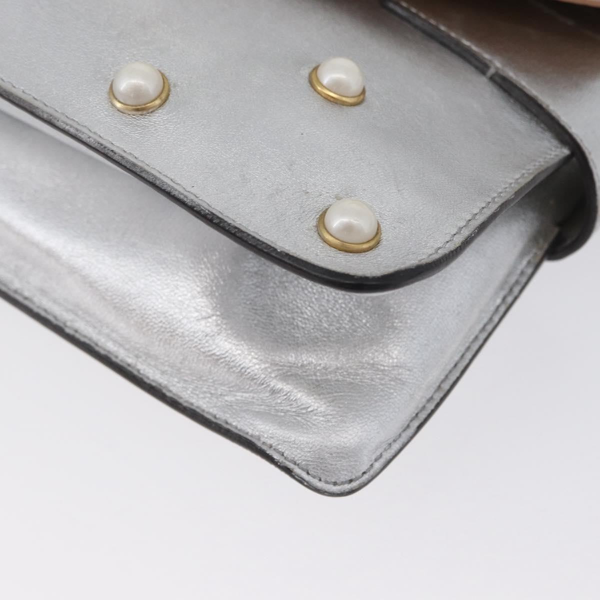 Gucci Broadway Pearly Bee Shoulder Bag Embellished Leather Silver Leather Shoulder Bag Bag (Pre-Owned)