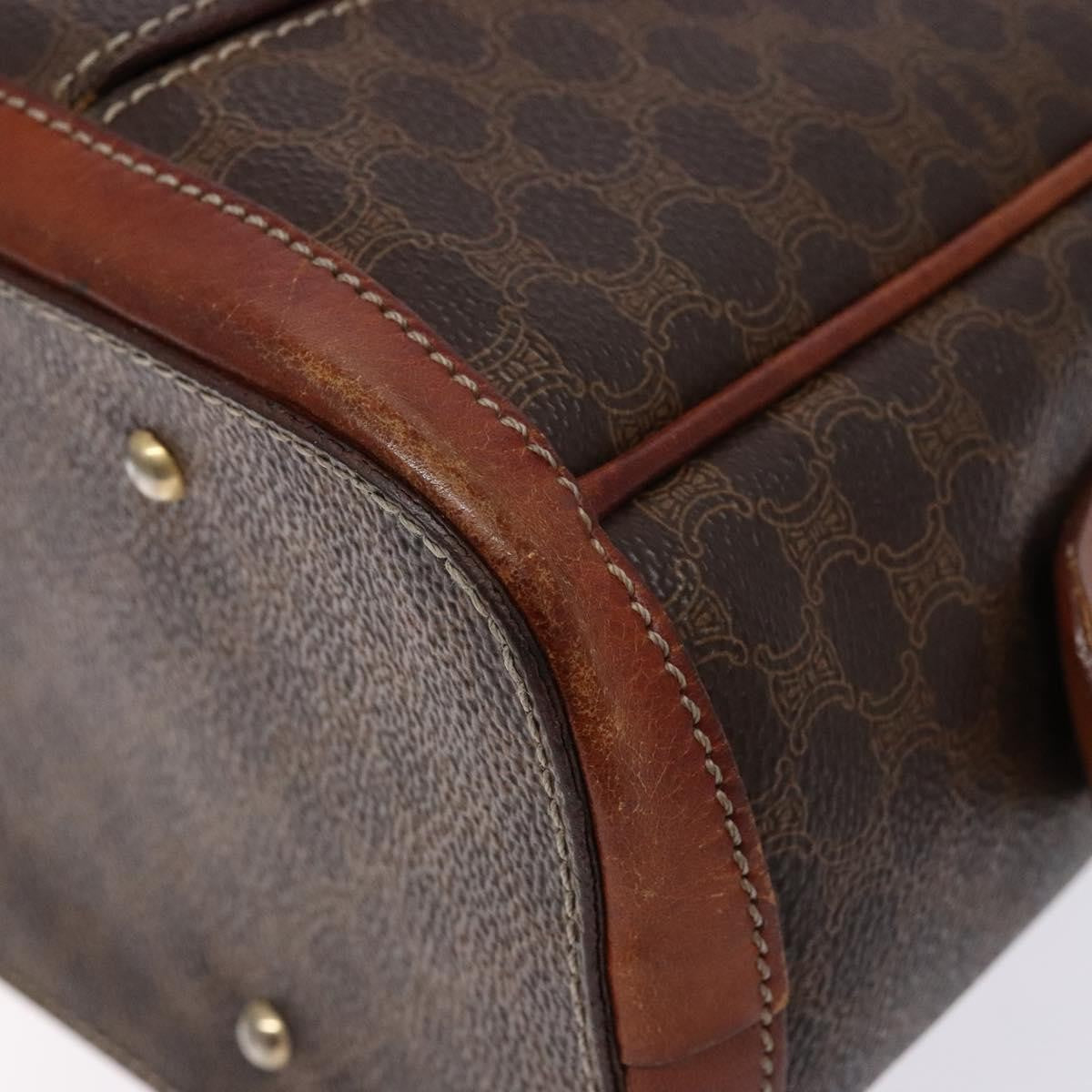 Celine Macadam Handbag Macadam With Leather Brown Canvas Handbag (Pre-Owned)