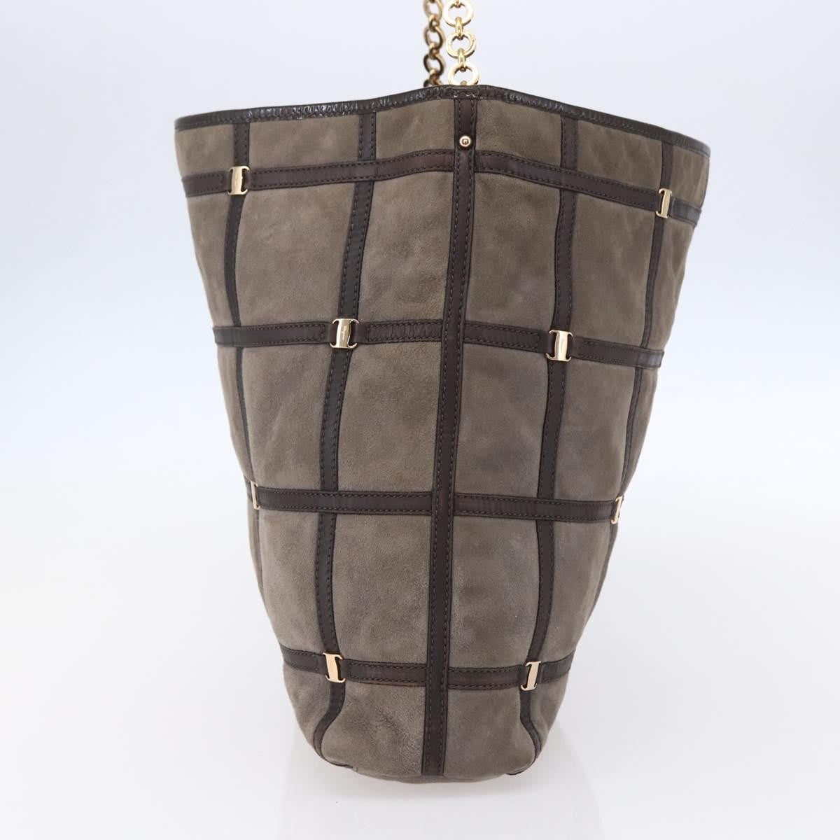 Salvatore Ferragamo Vala Shoulder Bag Suede Brown Suede Shoulder Bag Bag (Pre-Owned)