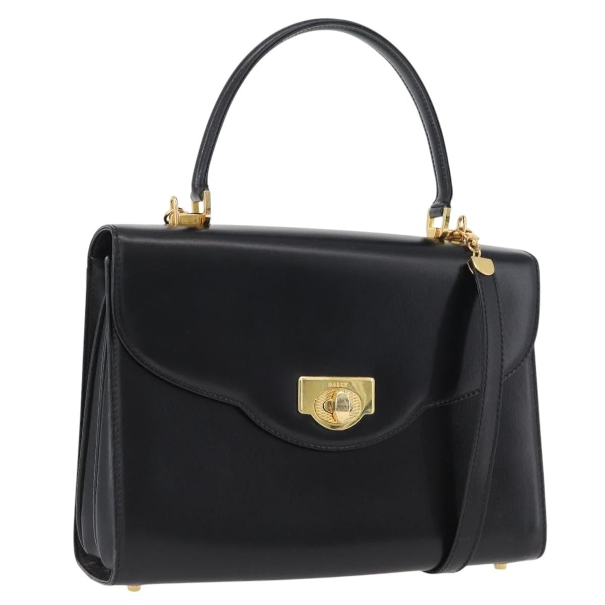 Bally Handbag Leather Black Leather Handbag (Pre-Owned)