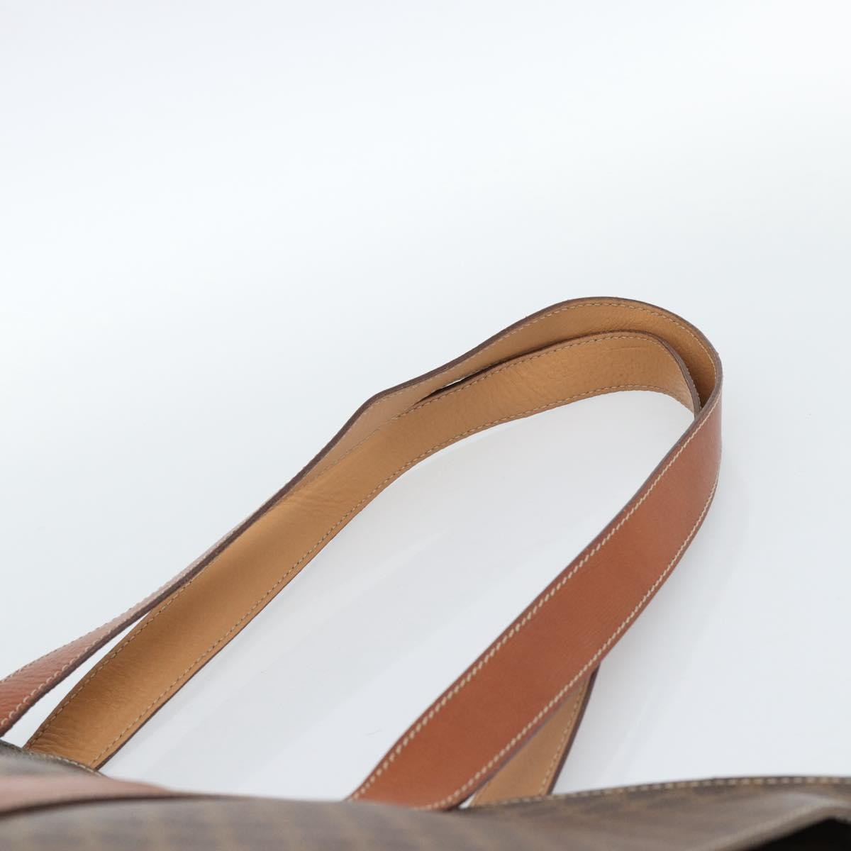 Celine Vintage Macadam Shopper Tote Coated Canvas Brown Canvas Tote Bag Bag (Pre-Owned)
