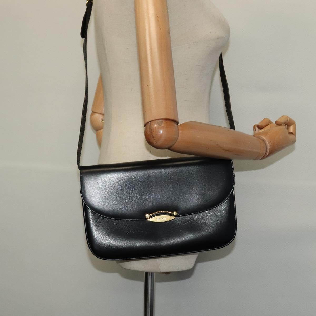Bally Vintage Shoulder Bag Leather Black Leather Shoulder Bag Bag (Pre-Owned)