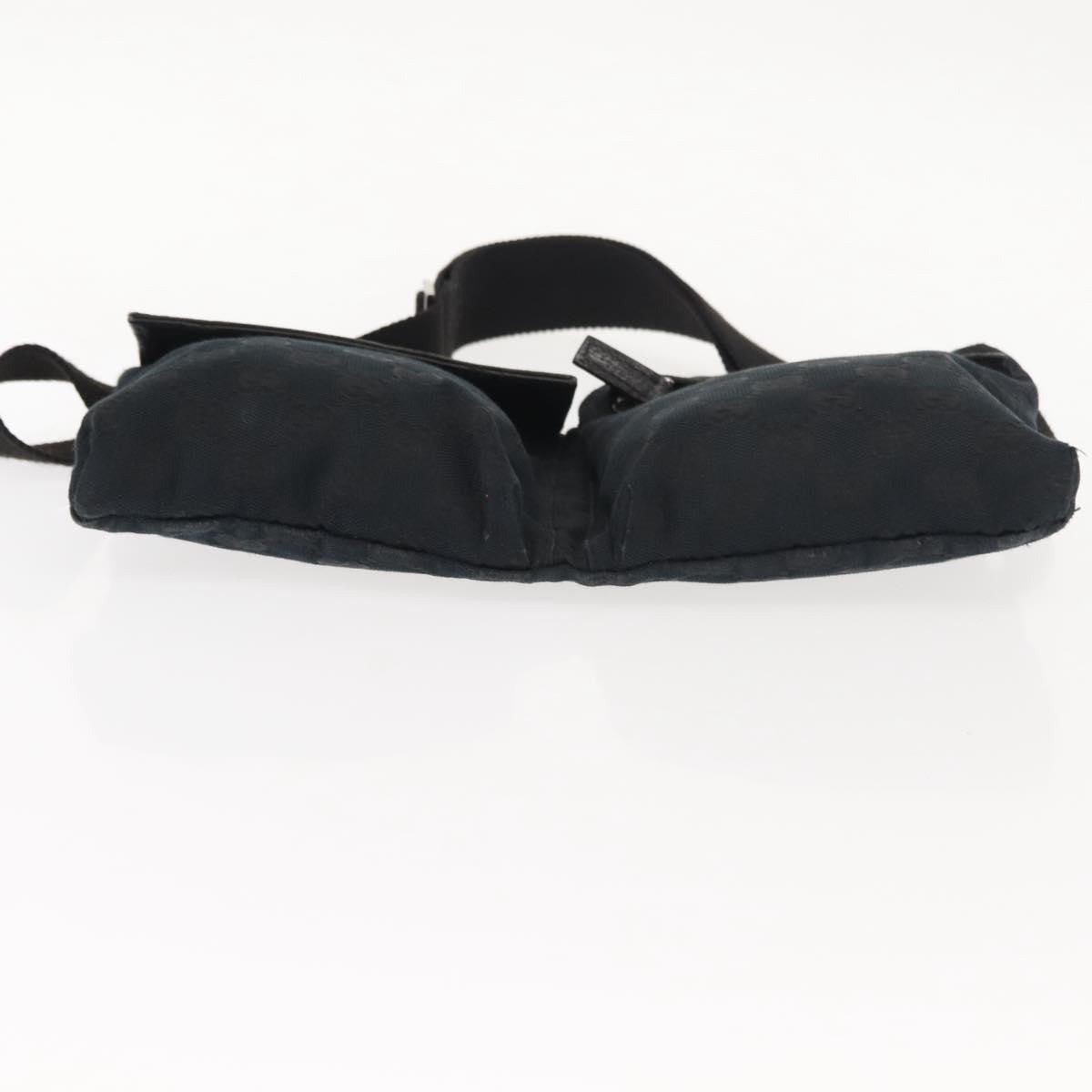 Gucci Vintage Double Belt Bag Gg Canvas With Leather Black Canvas Shoulder Bag Bag (Pre-Owned)