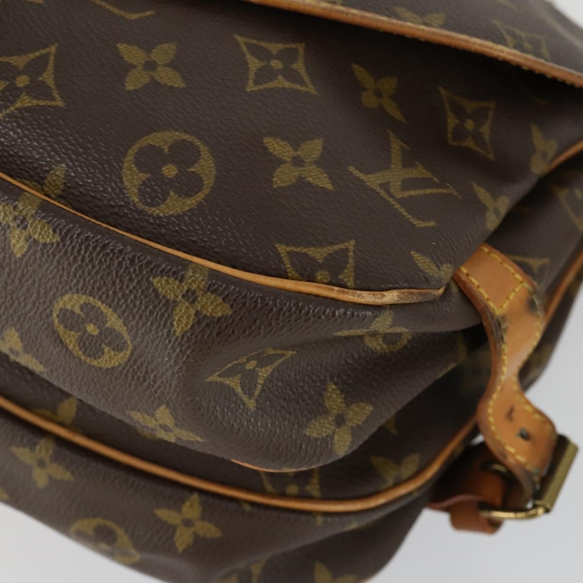 Louis Vuitton Saumur Handbag Monogram Canvas Brown Canvas Shoulder Bag Bag (Pre-Owned)