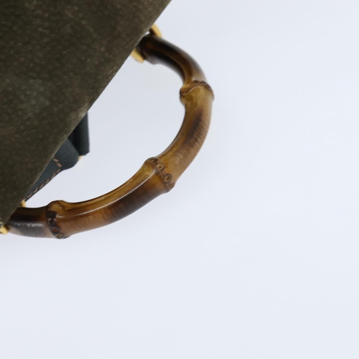 Gucci Vintage Bamboo Backpack Suede Khaki Suede Backpack Bag (Pre-Owned)