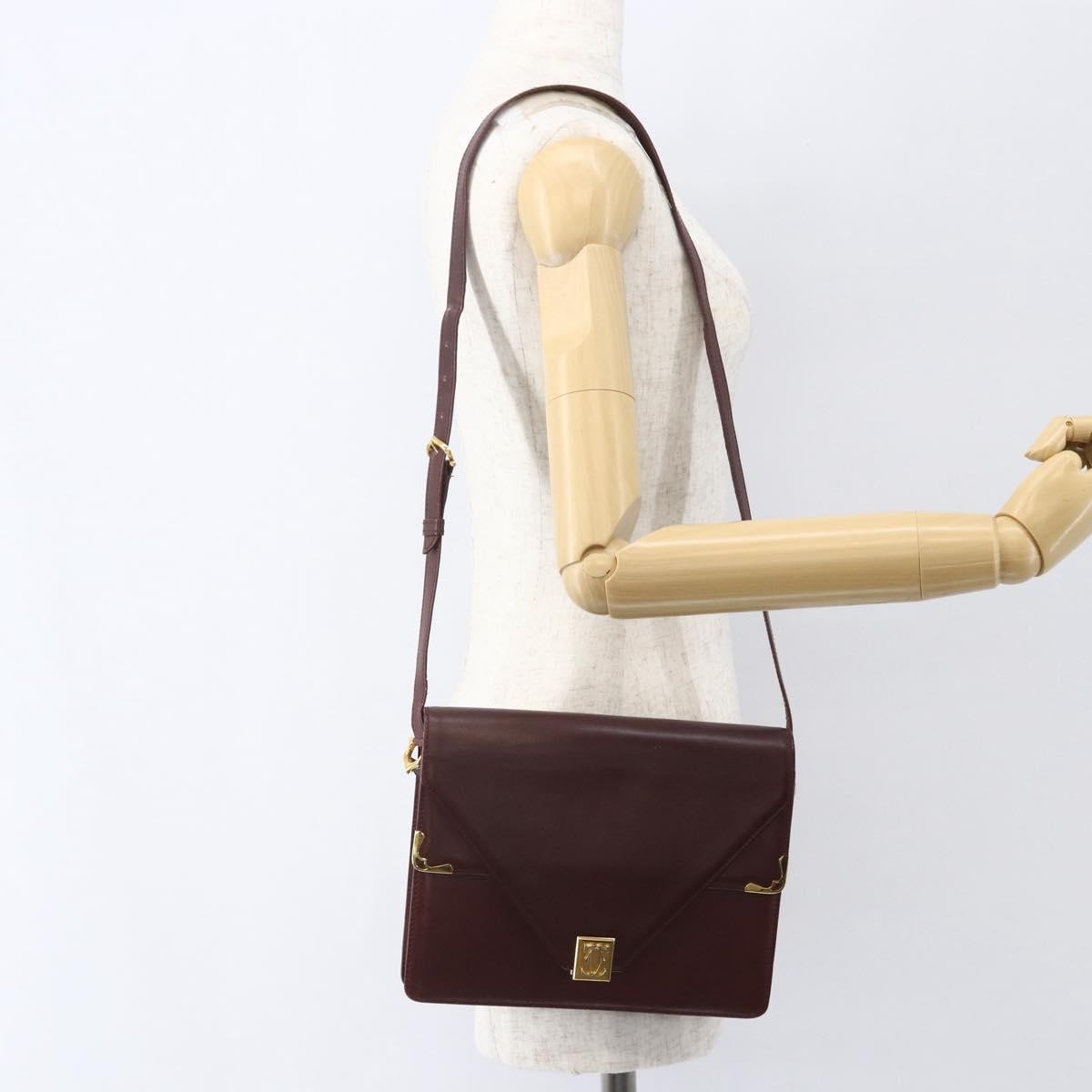Cartier Must De Cartier Shoulder Bag Leather Burgundy Leather Shoulder Bag Bag (Pre-Owned)