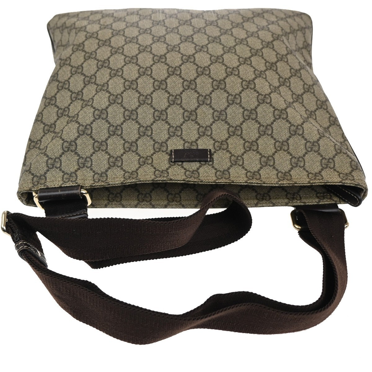 Gucci Zip Top Messenger Bag Gg Coated Canvas Brown Canvas Shoulder Bag Bag (Pre-Owned)