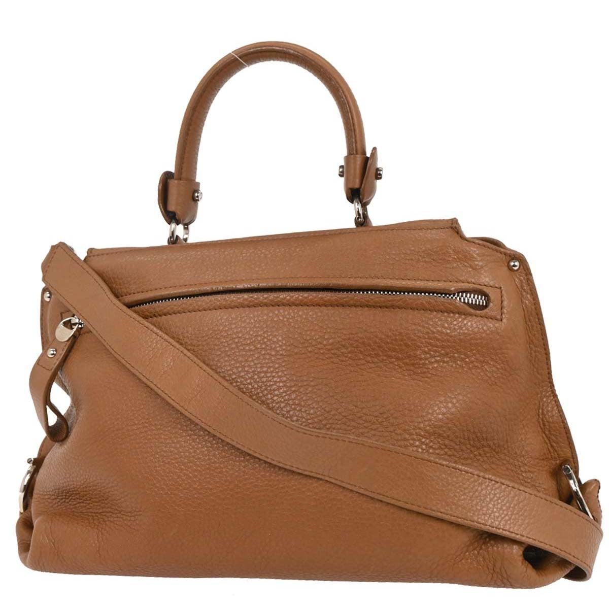 Salvatore Ferragamo Sofia Satchel Leather Brown Leather Handbag (Pre-Owned)