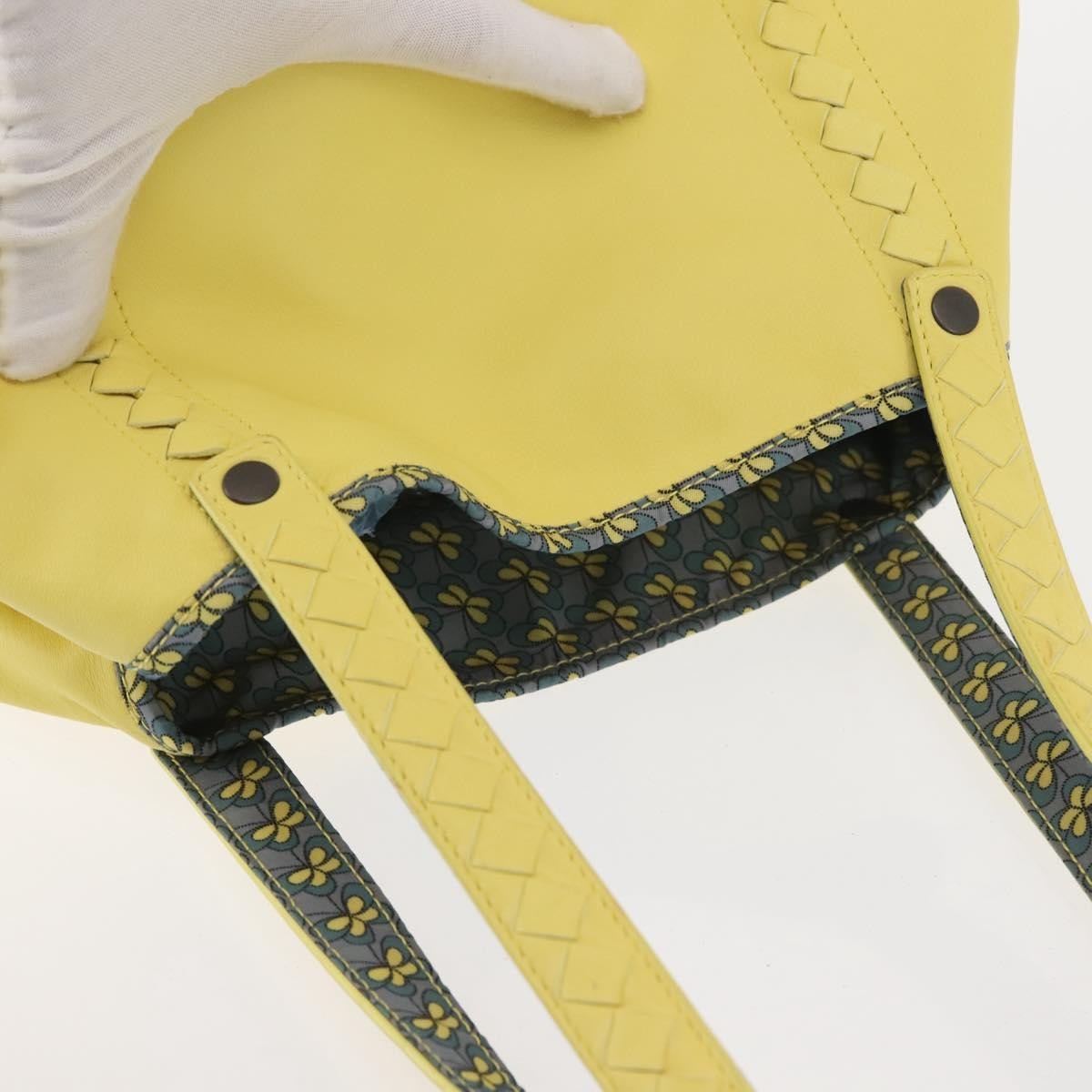 Bottega Veneta A-Shape Tote Leather With Intrecciato Detail Yellow Leather Shoulder Bag Bag (Pre-Owned)