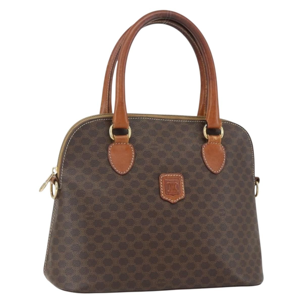 Celine Vintage Macadam Handbag Canvas And Leather Brown Canvas Handbag (Pre-Owned)