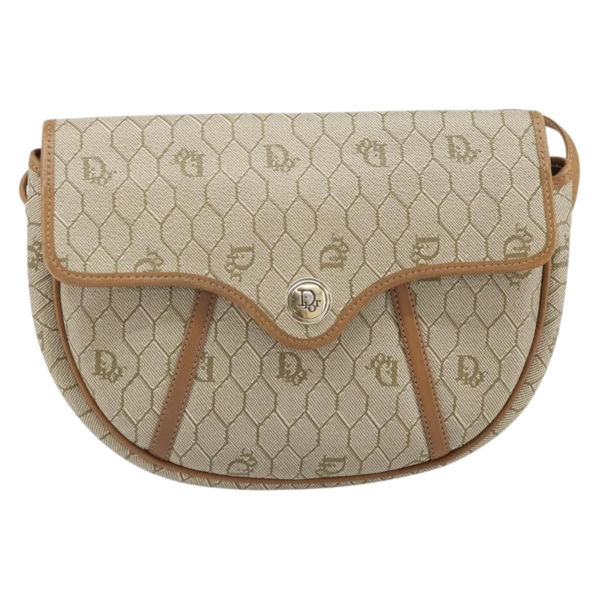 Christian Dior Vintage Honeycomb Shoulder Bag Canvas Beige Canvas Shoulder Bag Bag (Pre-Owned)