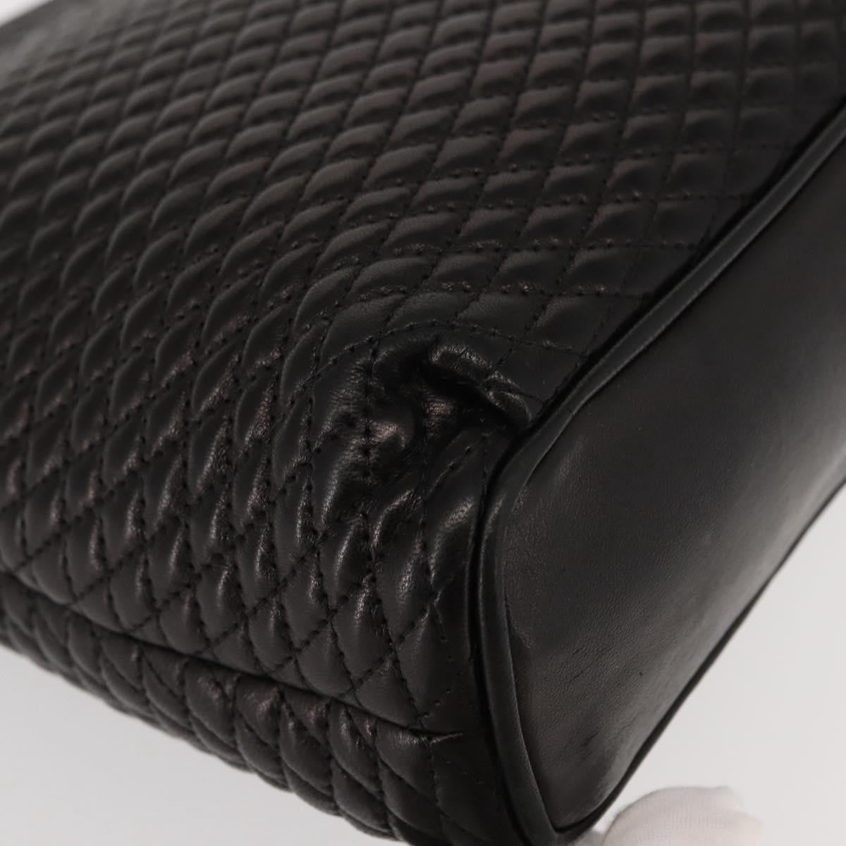 Bally Vintage Chain Shoulder Bag Quilted Leather Black Leather Shoulder Bag Bag (Pre-Owned)