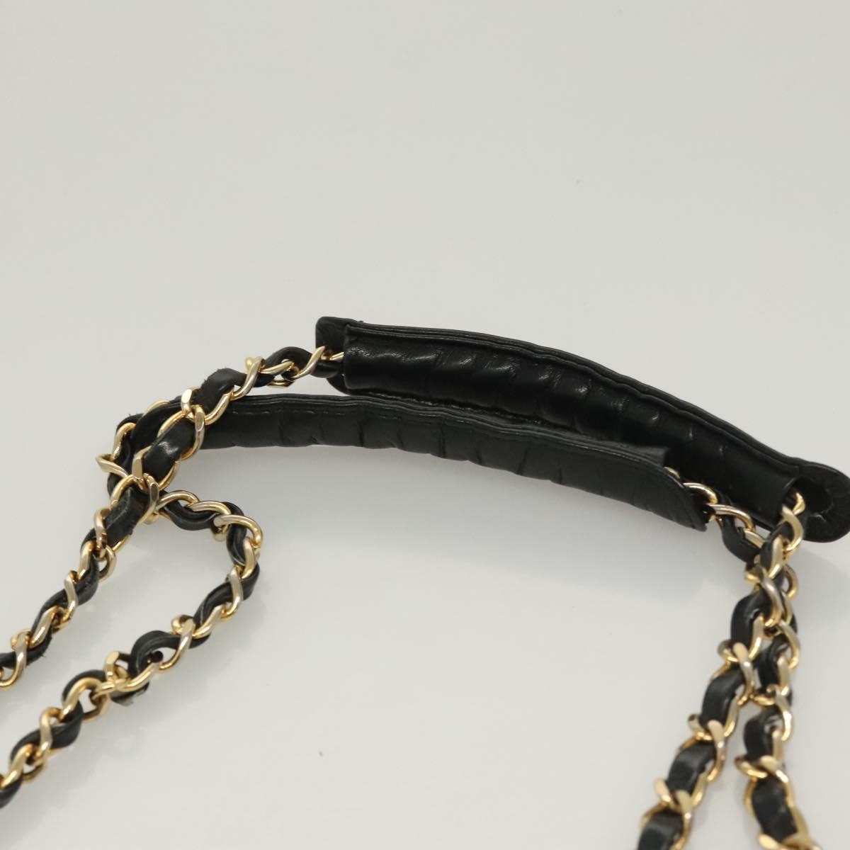 Chanel Chain Shoulder Bag Leather Black Leather Shoulder Bag Bag (Pre-Owned)