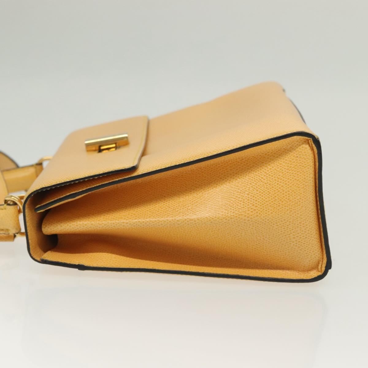 Celine Vintage Convertible Turnlock Top Handle Bag Leather Yellow Leather Bag (Pre-Owned)