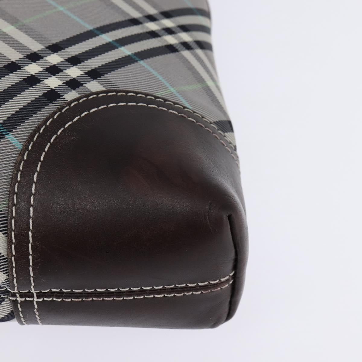 Burberry Nova Check Blue Label Canvas Gray Nylon Shoulder Bag Bag (Pre-Owned)