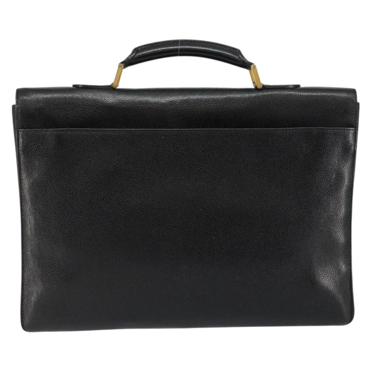 Chanel Vintage Lock Briefcase Caviar Black Leather Briefcase Bag (Pre-Owned)
