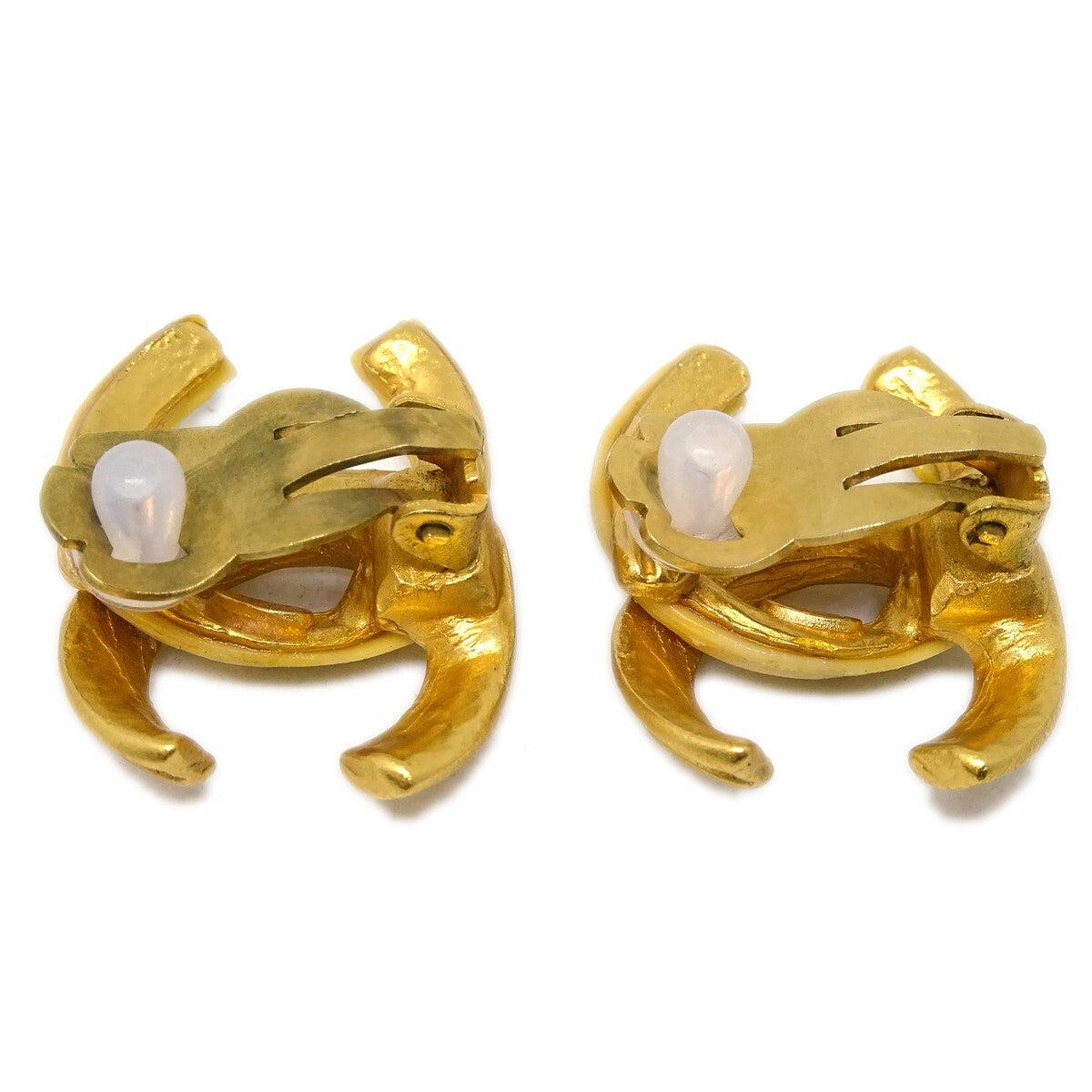 Chanel Cc Clip-On Earrings Metal Gold Gold_Plated Earrings Jewelry (Pre-Owned)