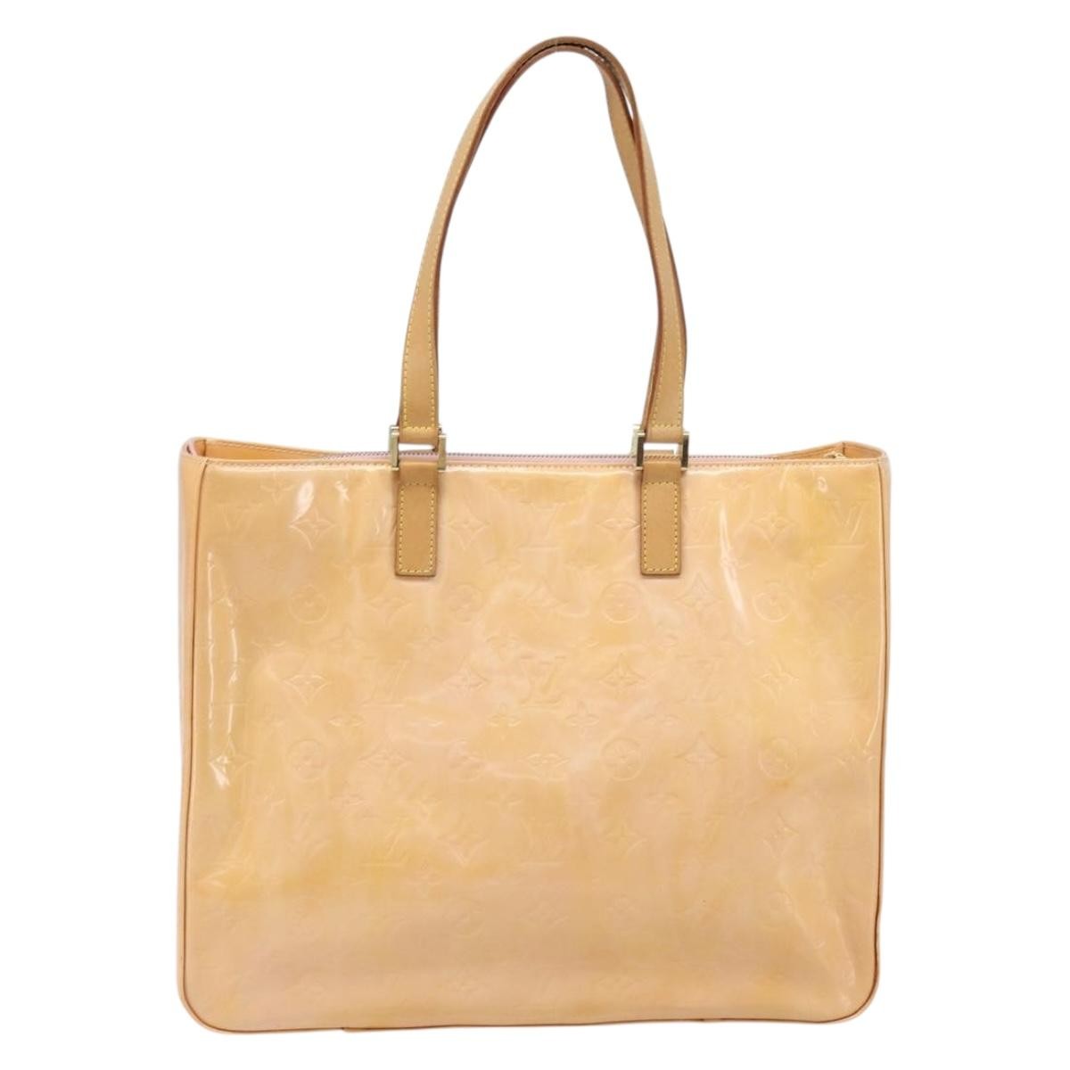 Louis Vuitton Columbus Handbag Monogram Vernis Beige Patent_Leather Tote Bag Bag (Pre-Owned)