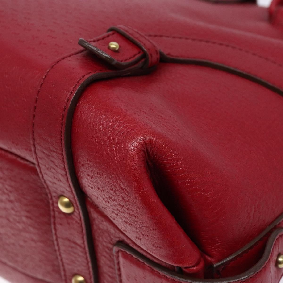 Salvatore Ferragamo Gancini Handbag Leather Red Leather Handbag (Pre-Owned)