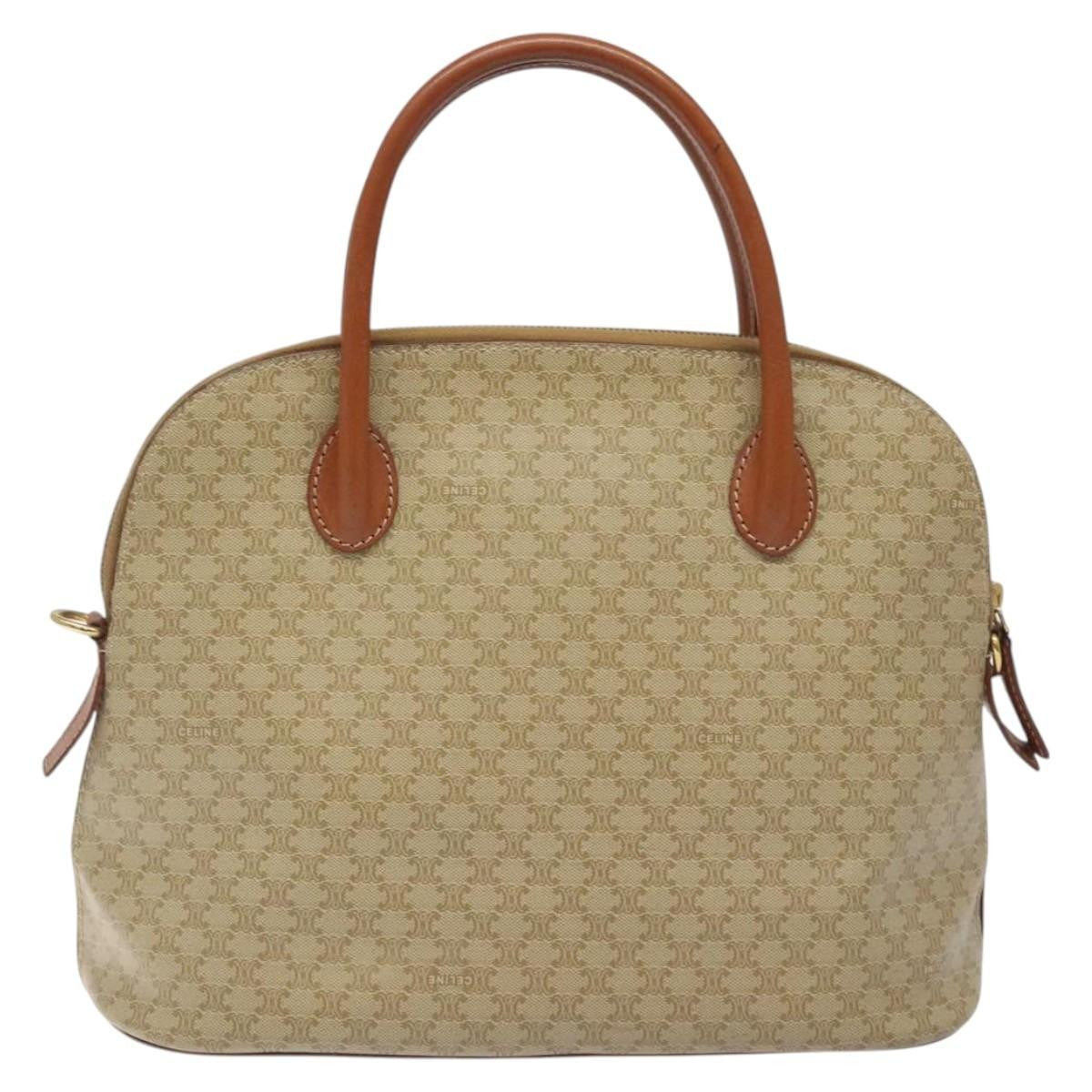 Celine Vintage Macadam Handbag Canvas And Leather Beige Canvas Handbag (Pre-Owned)