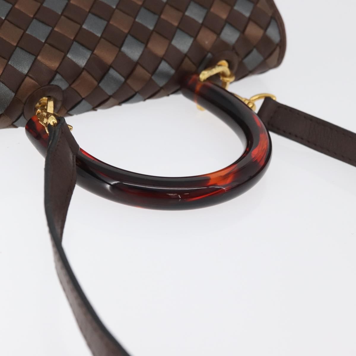 Bottega Veneta Intrecciato Handbag Leather Brown Leather Handbag (Pre-Owned)