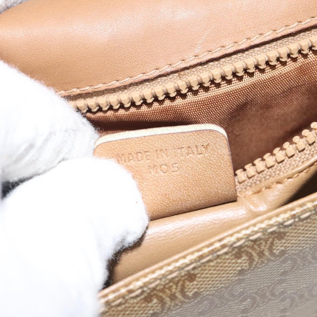 Celine Vintage Macadam Shoulder Bag Canvas And Leather Beige Canvas Shoulder Bag Bag (Pre-Owned)