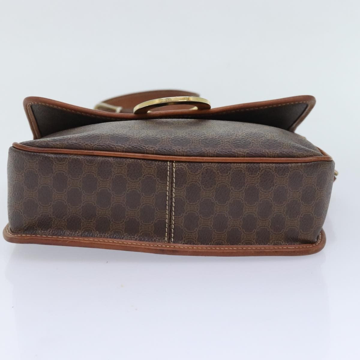 Celine Vintage Macadam Circle Logo Shoulder Bag Canvas And Leather Brown Canvas Shoulder Bag Bag (Pre-Owned)
