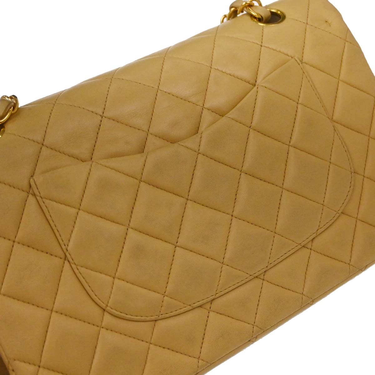 Chanel Timeless - Classic Double Flap Bag Leather Beige Calfskin Handbag (Pre-Owned)