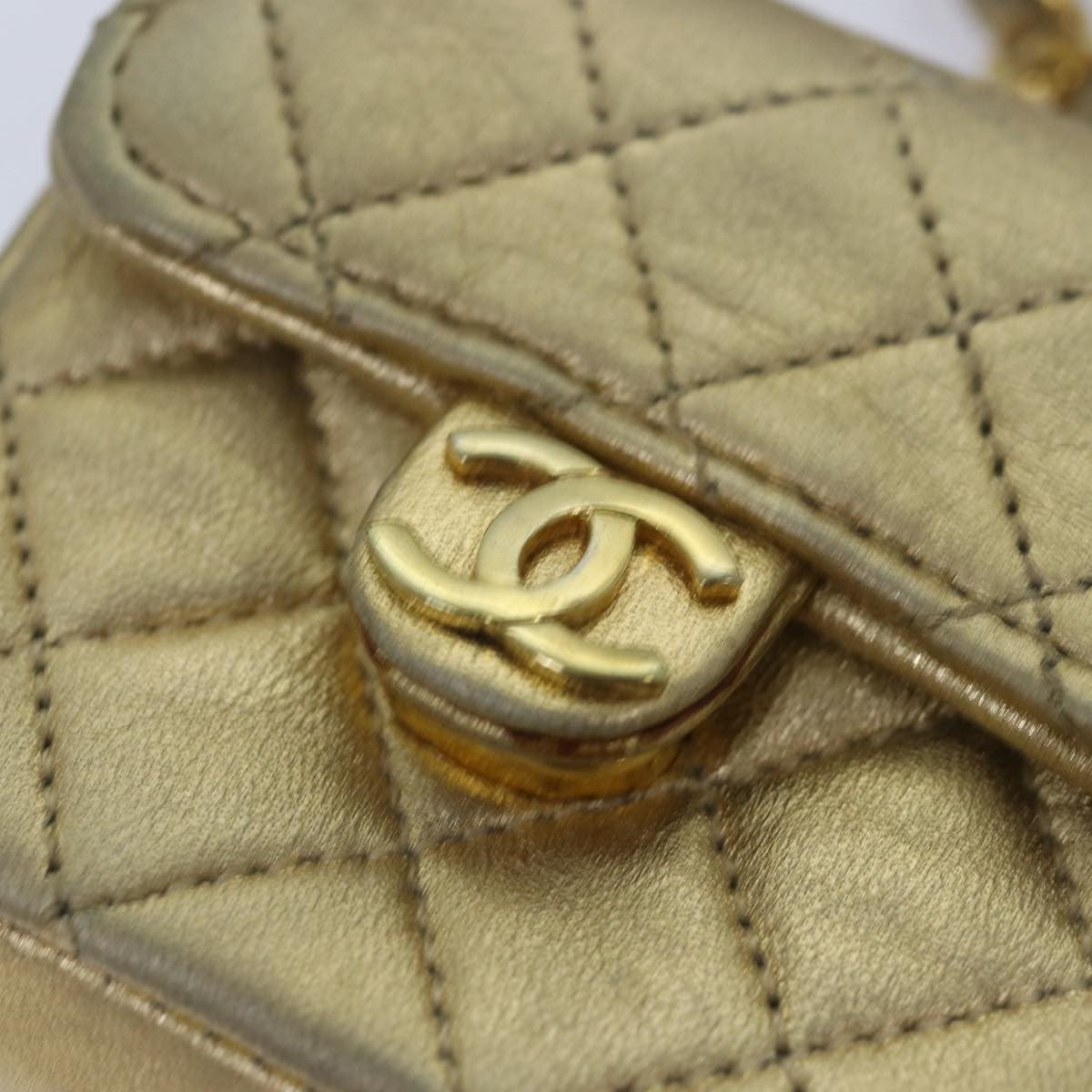 Chanel Vintage Square Cc Flap Bag Quilted Leather Gold Leather Shoulder Bag Bag (Pre-Owned)