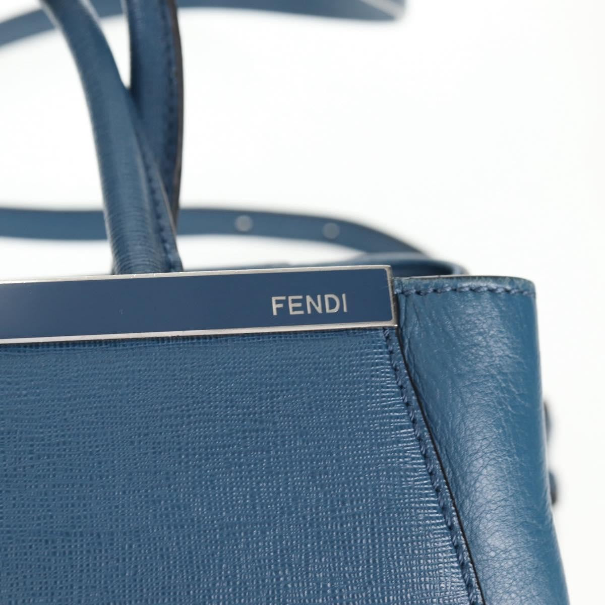Fendi 2Jours Bag Leather Blue Leather Bag (Pre-Owned)
