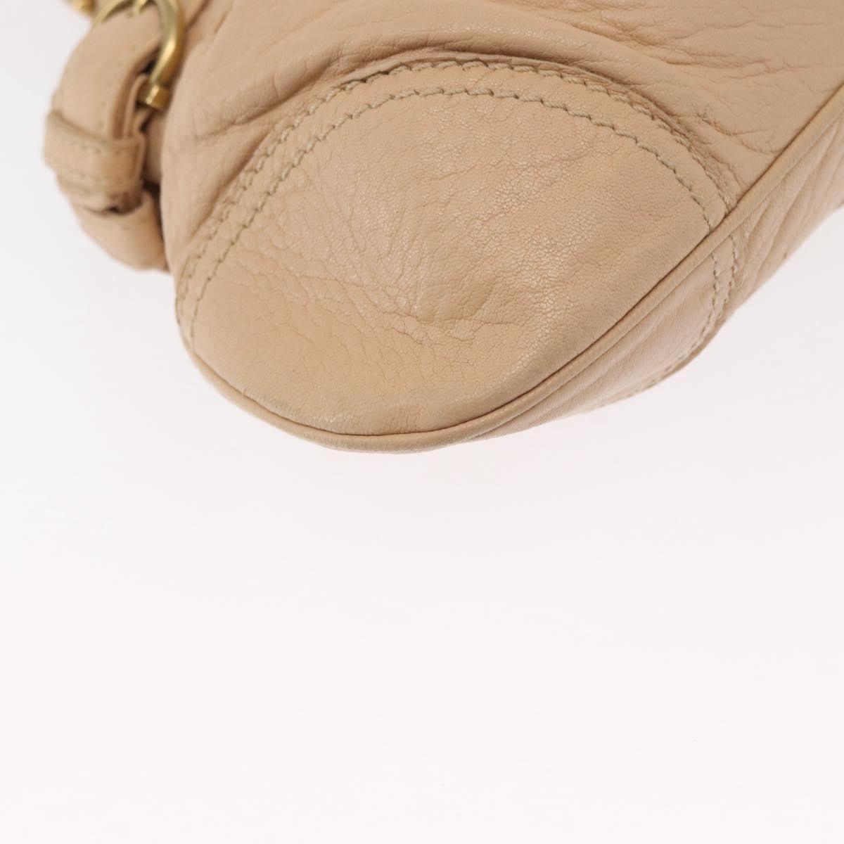 Salvatore Ferragamo Gancini Handbag Leather Beige Leather Handbag (Pre-Owned)