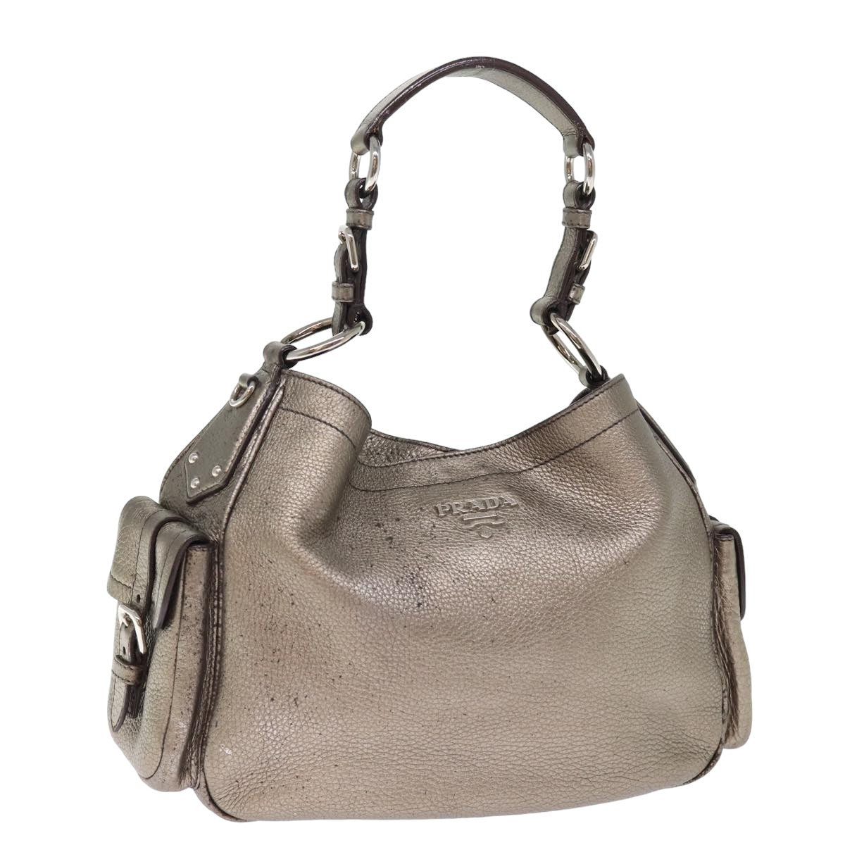 Prada Belted Hobo Vitello Daino Silver Leather Shoulder Bag Bag (Pre-Owned)