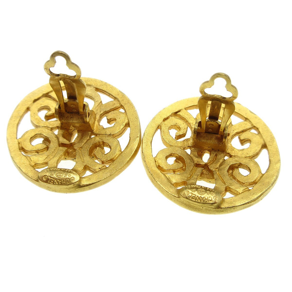 Chanel Cc Round Earrings Metal Gold Gold_Plated Earrings Jewelry (Pre-Owned)