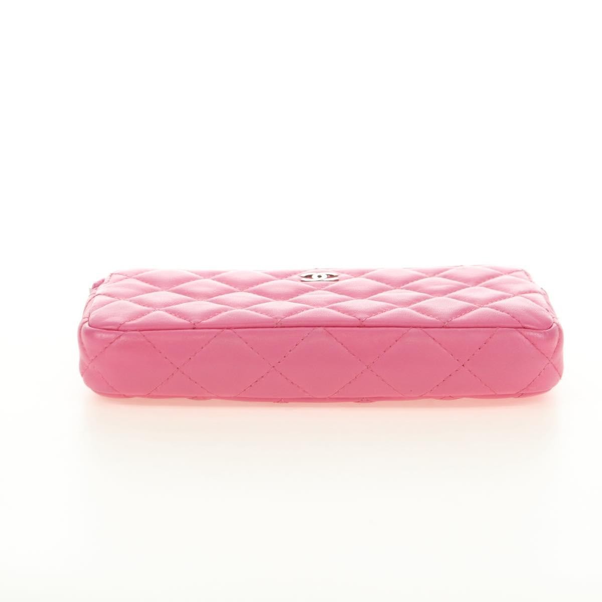 Chanel Double Zip Clutch With Chain Quilted Lambskin Pink Leather Shoulder Bag Bag (Pre-Owned)