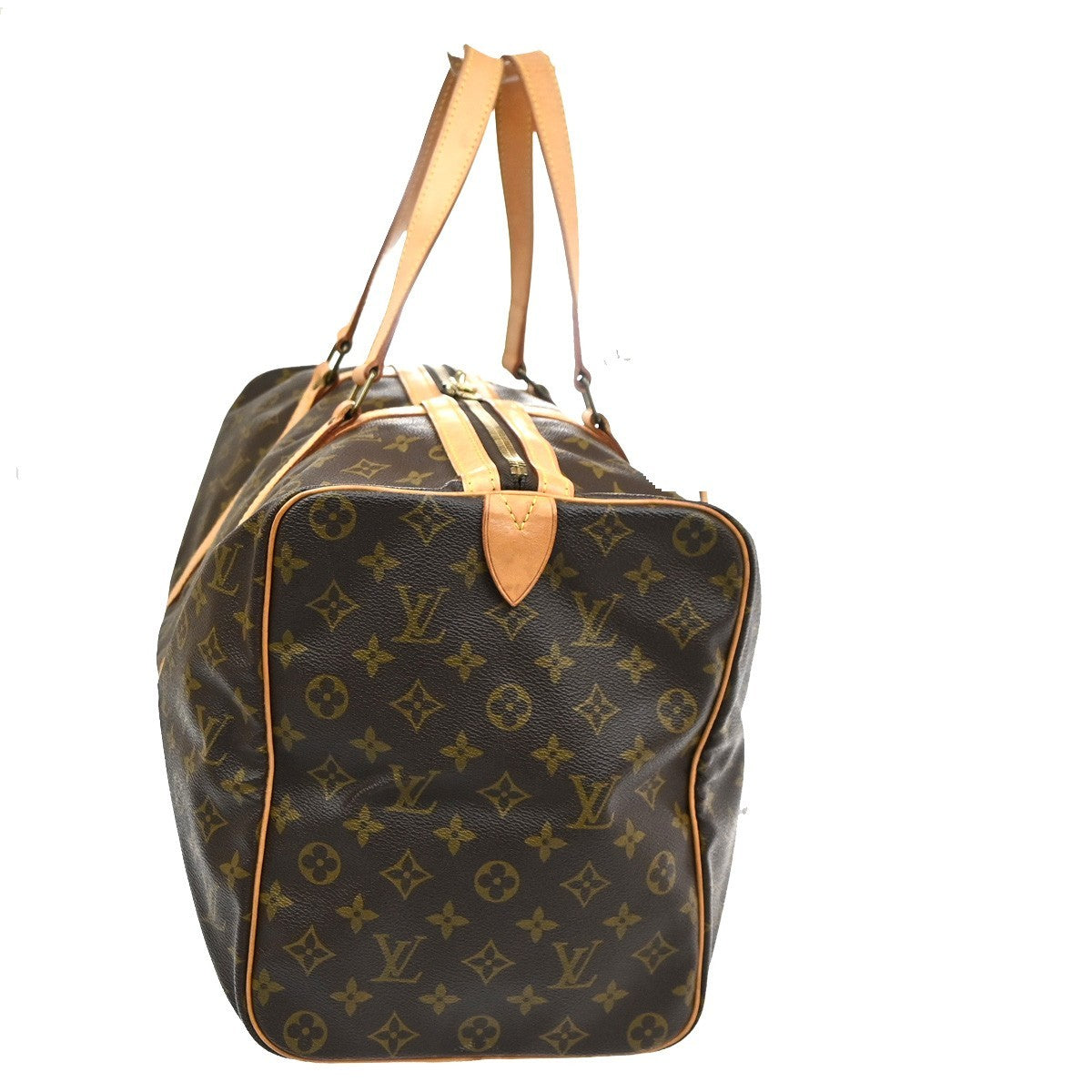 Louis Vuitton Sac Souple Handbag Monogram Canvas Brown Leather Travel Bag Bag (Pre-Owned)