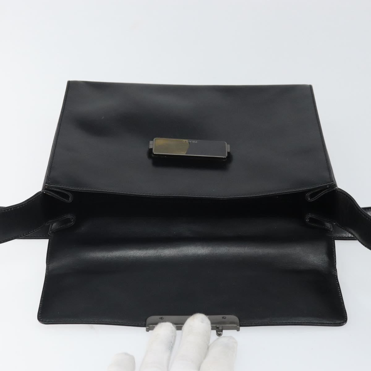 Prada Vintage Flap Shoulder Bag Leather Black Leather Shoulder Bag Bag (Pre-Owned)