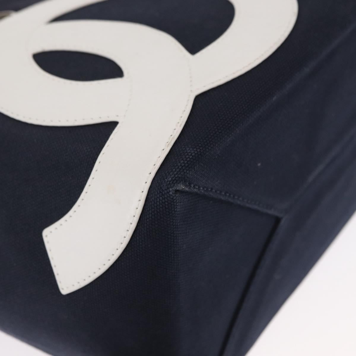 Chanel No.5 Tote Canvas And Leather Navy Canvas Tote Bag Bag (Pre-Owned)