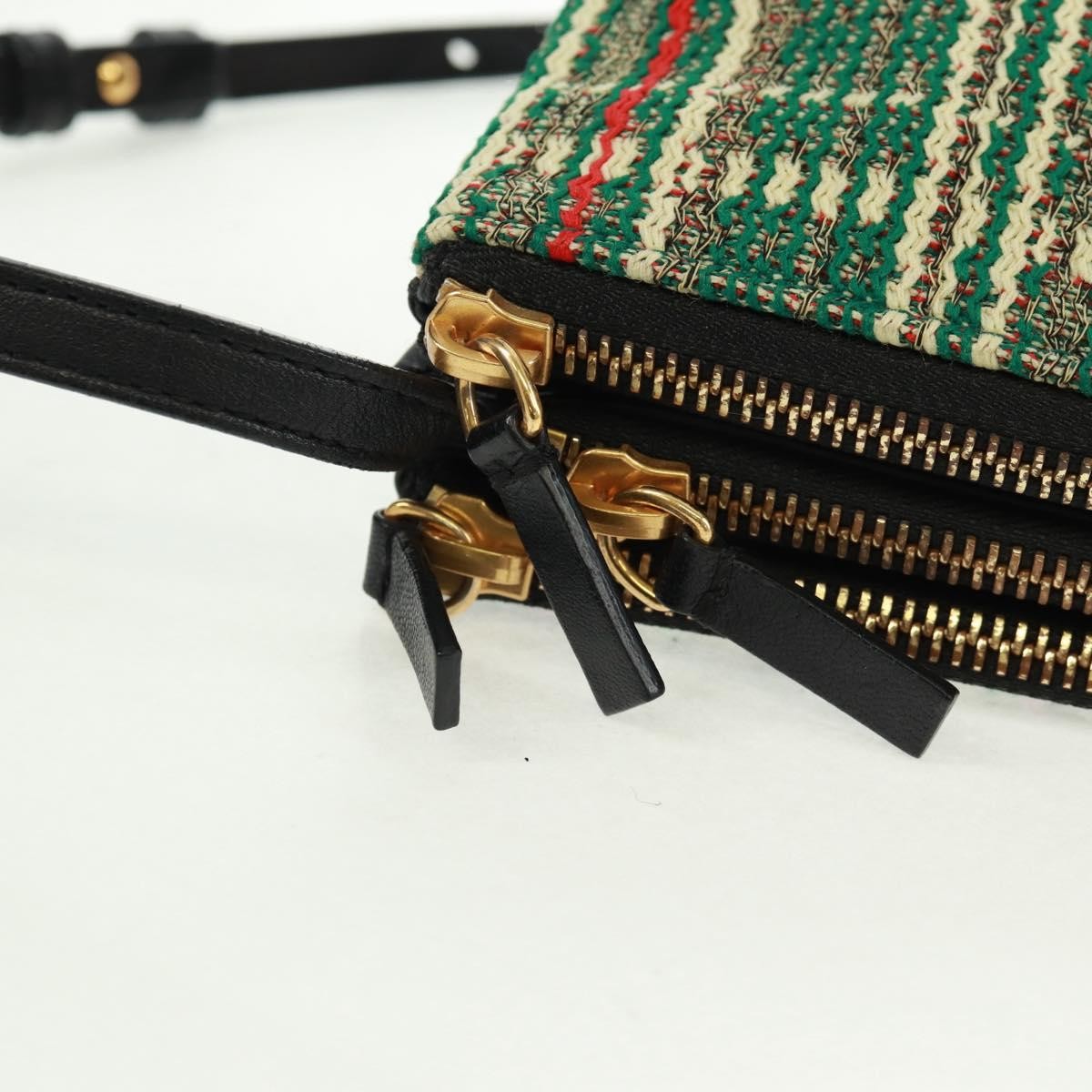 Celine Trio Crossbody Bag Tweed Green Tweed Shoulder Bag Bag (Pre-Owned)