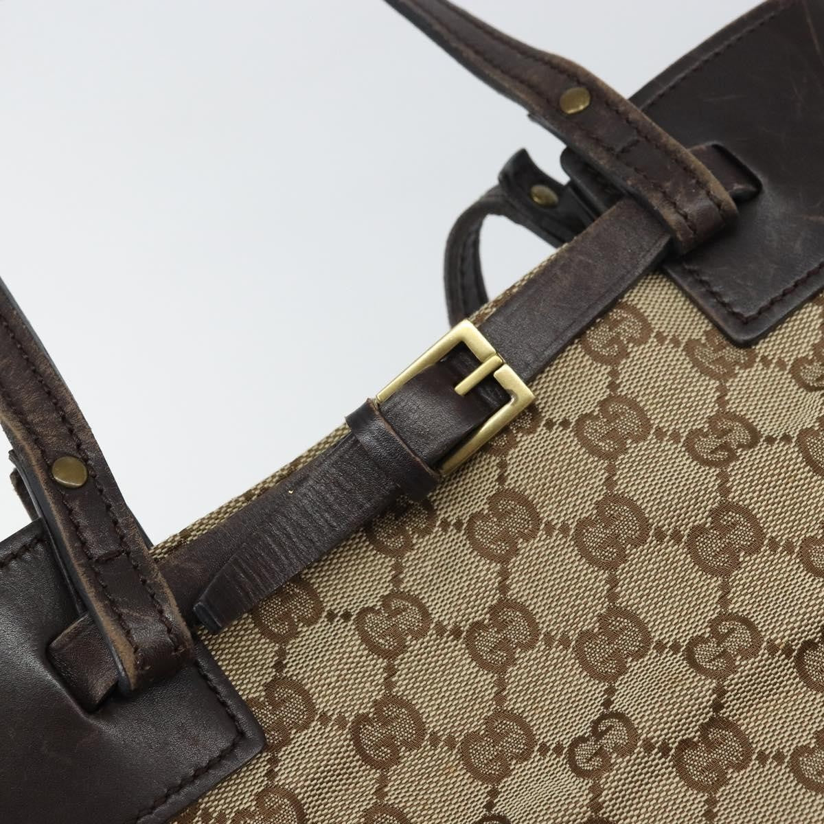 Gucci Belted Bucket Tote Gg Canvas With Leather Beige Canvas Tote Bag Bag (Pre-Owned)
