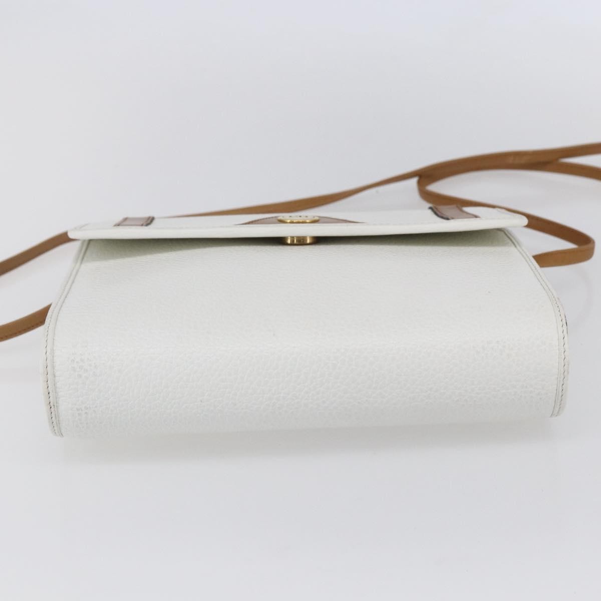 Christian Dior Vintage Cd Logo Shoulder Bag Leather White Leather Shoulder Bag Bag (Pre-Owned)