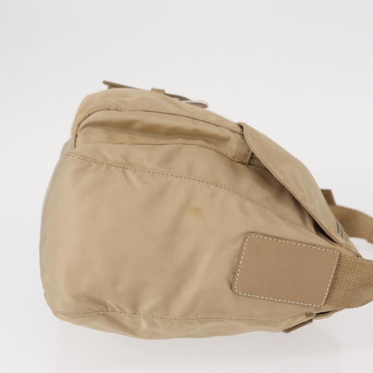 Prada Buckle Messenger Bag Tessuto Beige Nylon Shoulder Bag Bag (Pre-Owned)