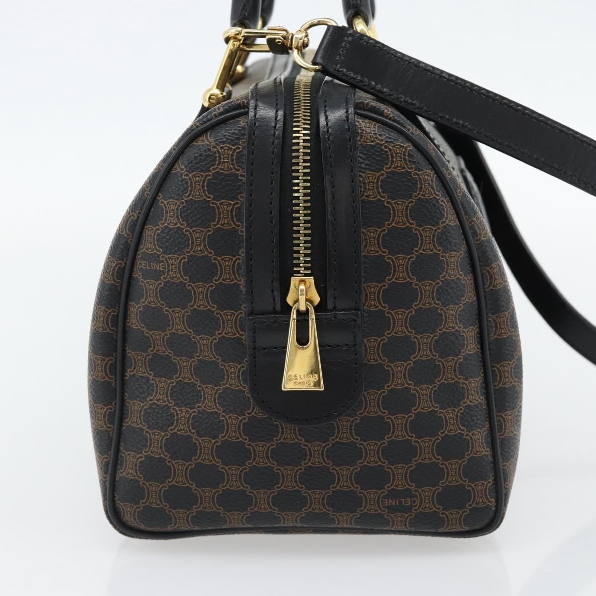 Celine Macadam Handbag Macadam With Leather Black Canvas Handbag (Pre-Owned)