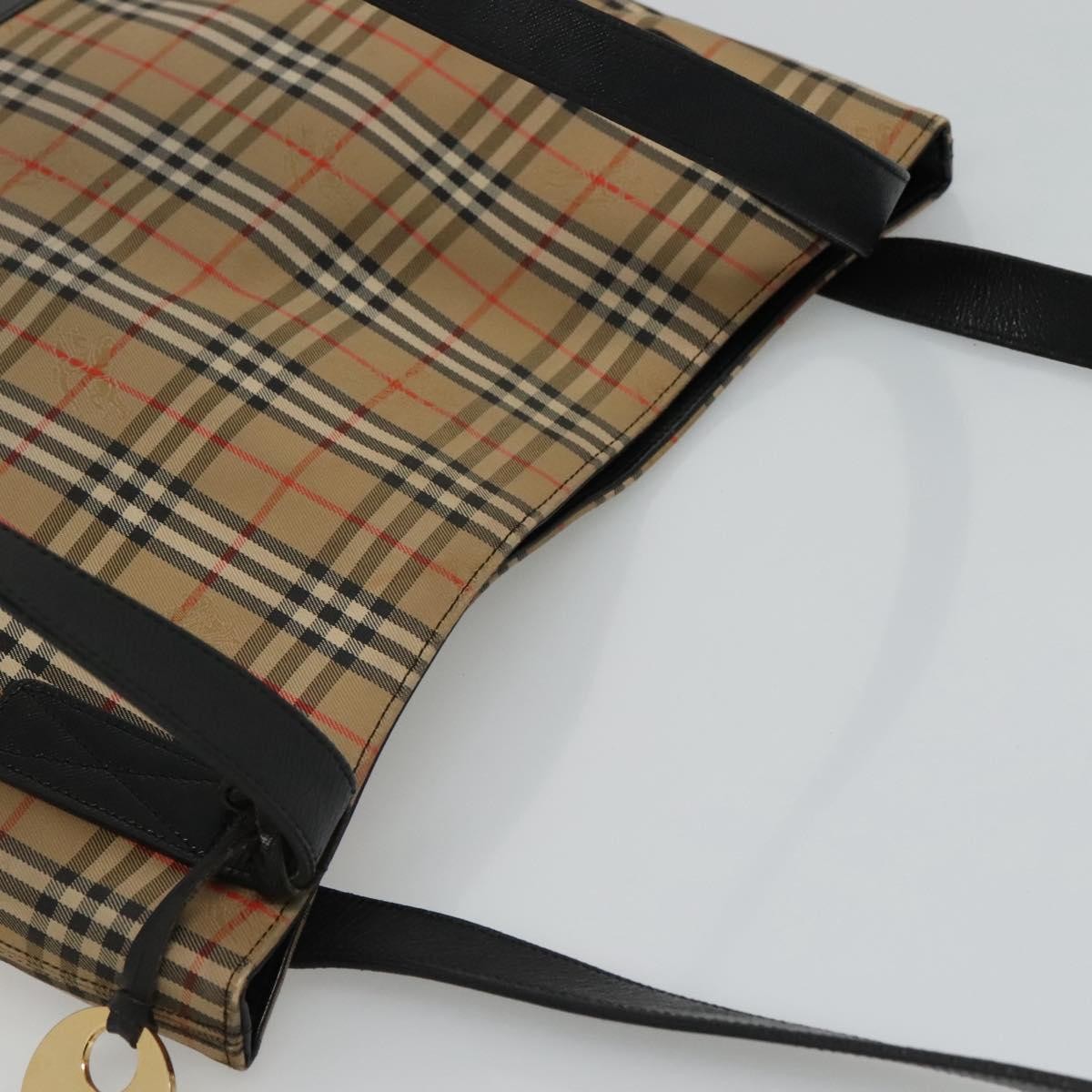 Burberry Nova Check Tote Canvas And Leather Beige Canvas Tote Bag Bag (Pre-Owned)