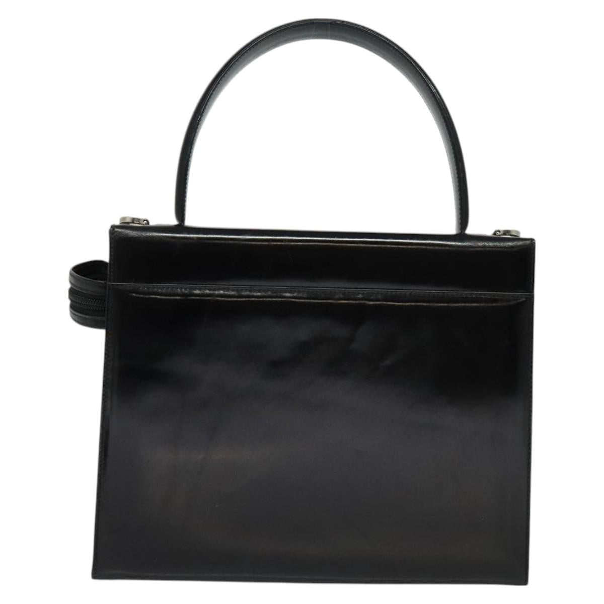 Salvatore Ferragamo Gancini Handbag Patent Leather Black Patent_Leather Handbag (Pre-Owned)