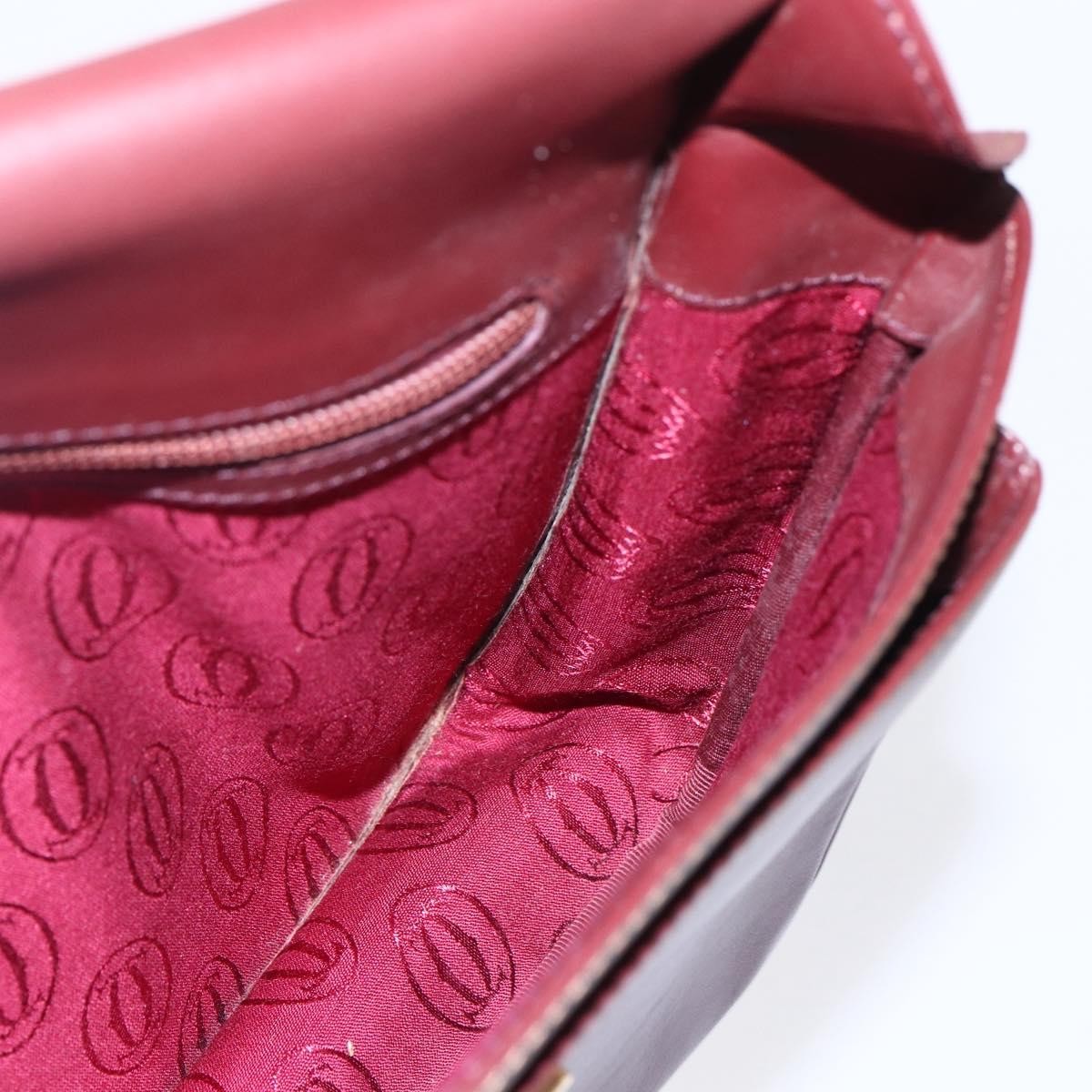 Cartier Must De Cartier Shoulder Bag Leather Burgundy Leather Shoulder Bag Bag (Pre-Owned)